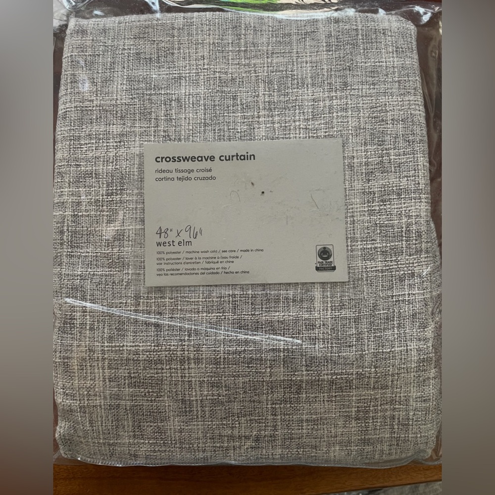 West Elm Textured Crossweave Curtain in Gray brand New set of 2 panels